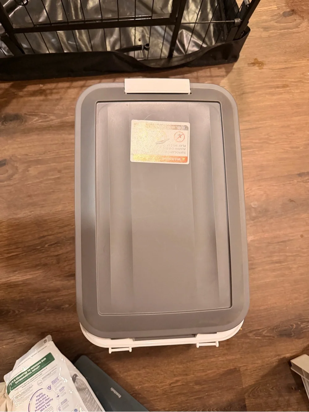 Gray Plastic Pet Food Storage Container with Lid